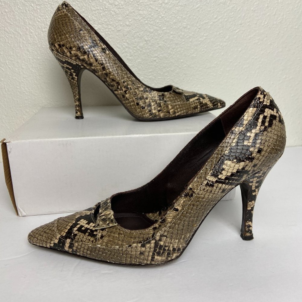 Via Spiga Pumps Heels 4" Tall Snake Skin Leather Size 9 Italy